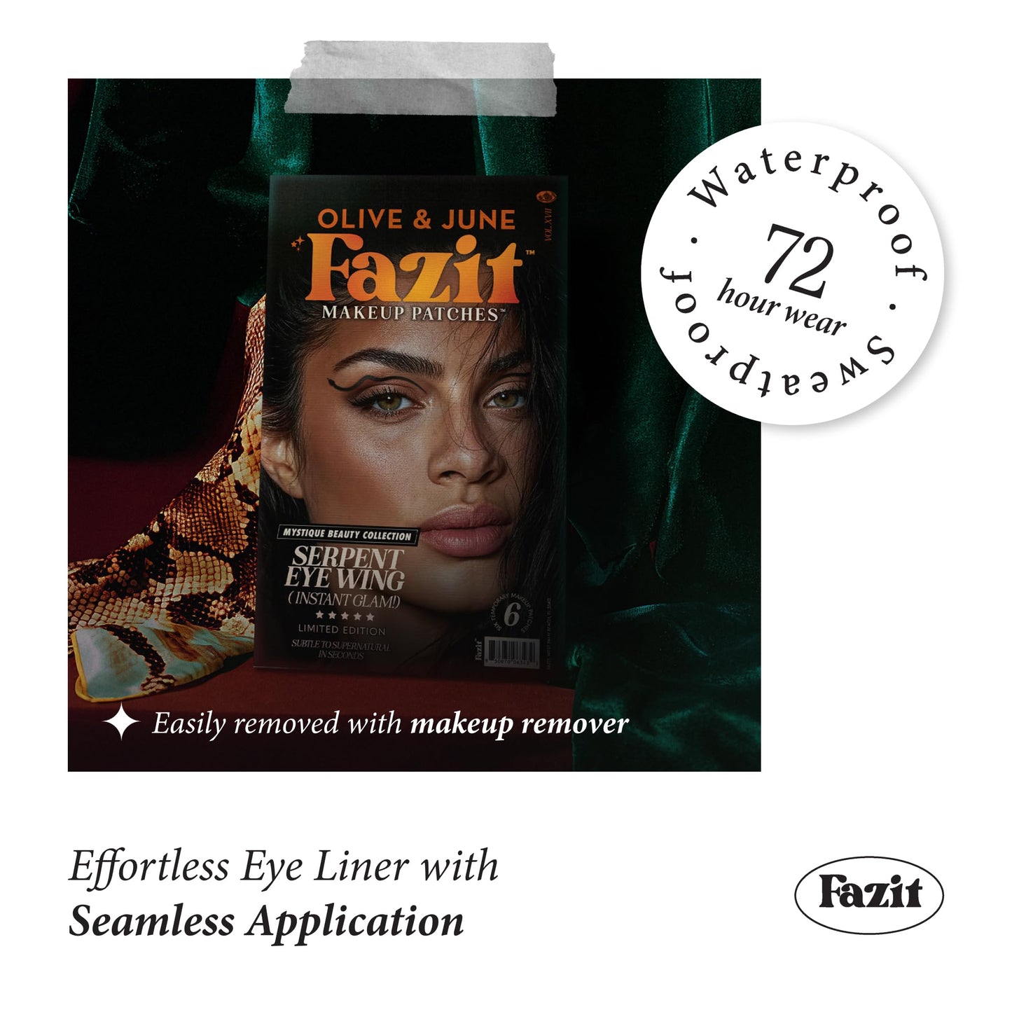 Fazit Makeup Patches - Halloween Serpent Eye Wings - Glow Up Make-Up Patches - Cute Glitter Makeup Accessories for Women - Cosmetic Glitter for Face Beauty & Personal Care Fazit
