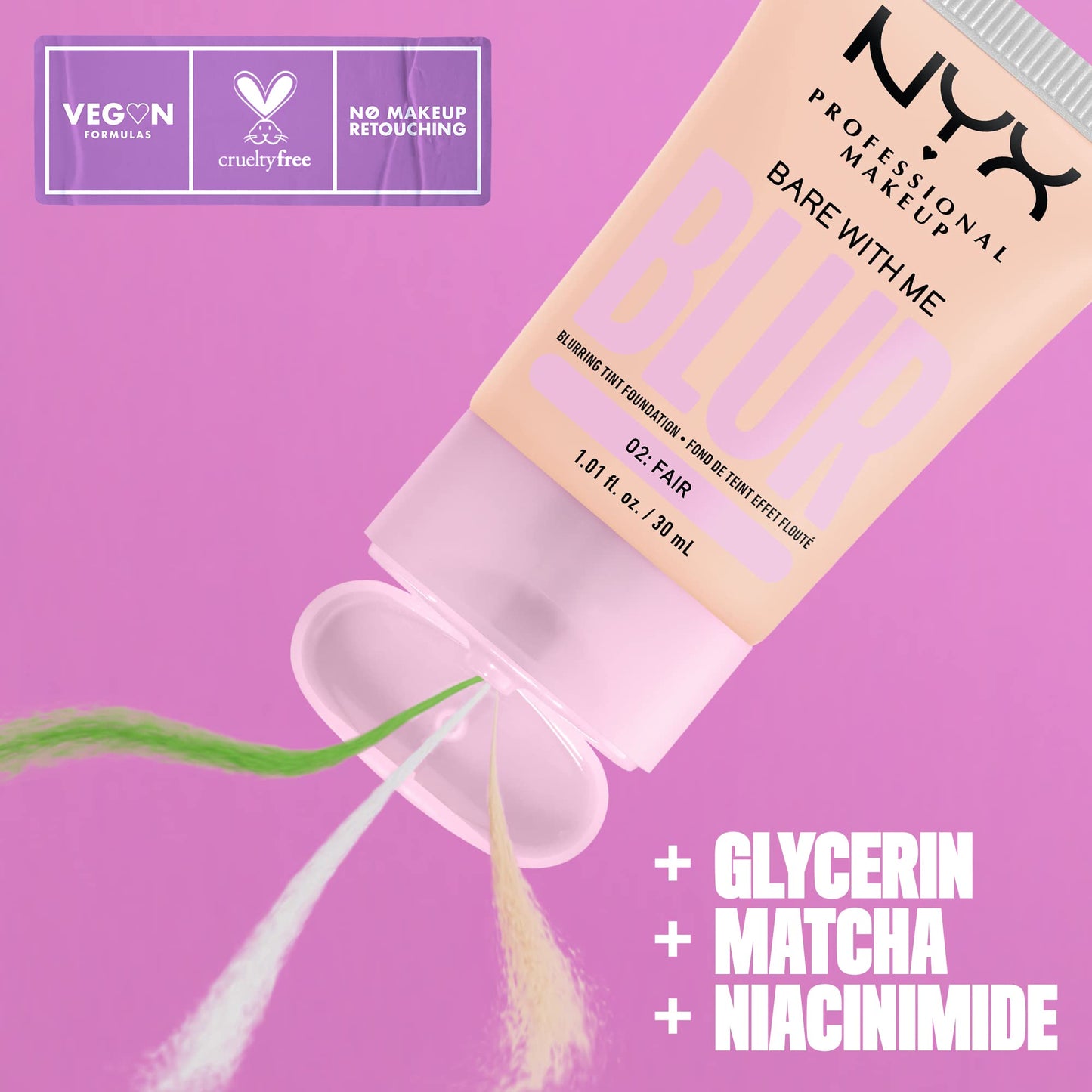 NYX PROFESSIONAL MAKEUP Bare With Me Blur Skin Tint Foundation Make Up with Matcha, Glycerin & Niacinamide - Pale Beauty & Personal Care NYX PROFESSIONAL MAKEUP
