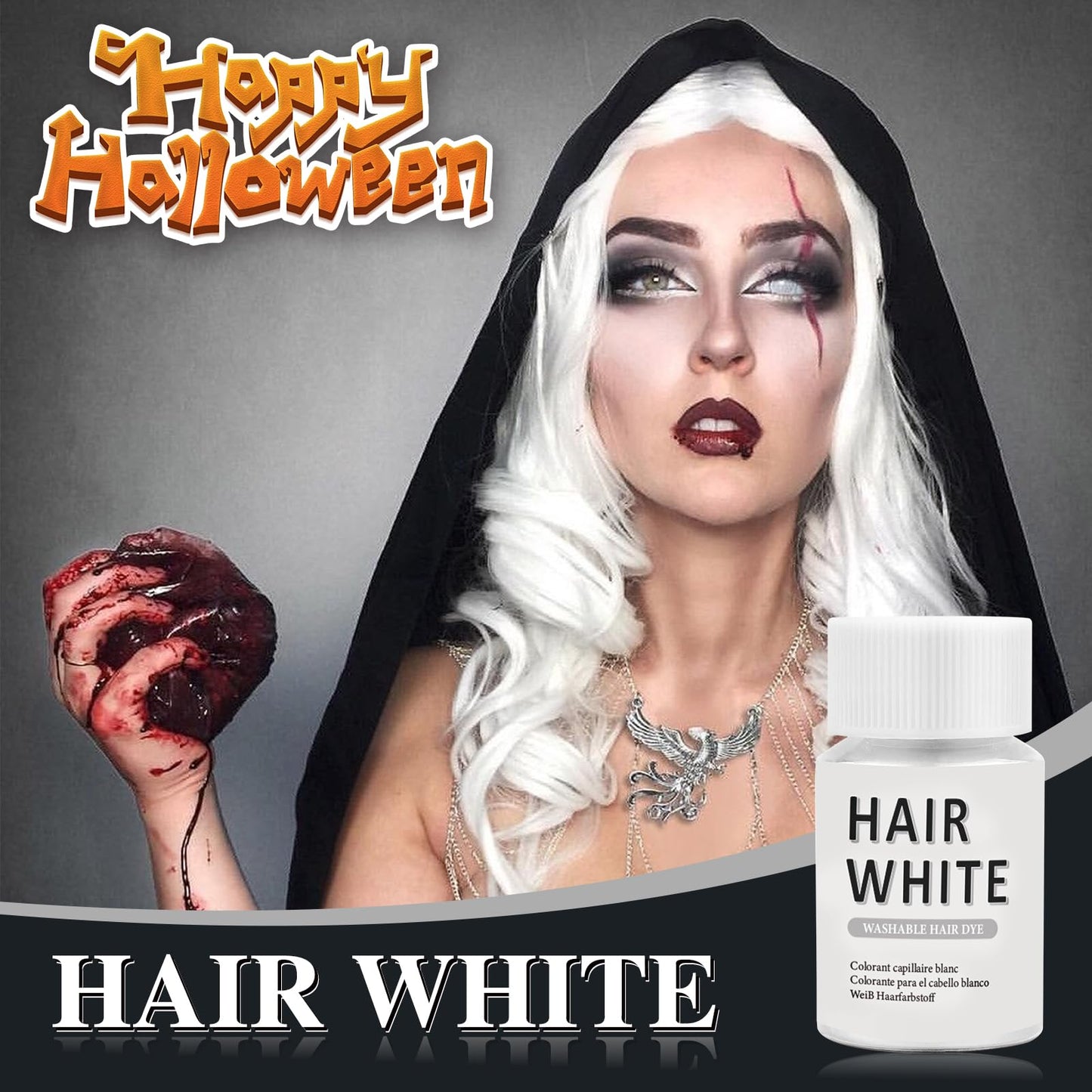 Makeup Hair White, Washable White Hair Dye for Cosplay, Halloween & Theatre - Non-Staining, Quick-Dry Formula, Idea for Dress Up Party, Santa Claus's Beauty & Personal Care LUYIMIN