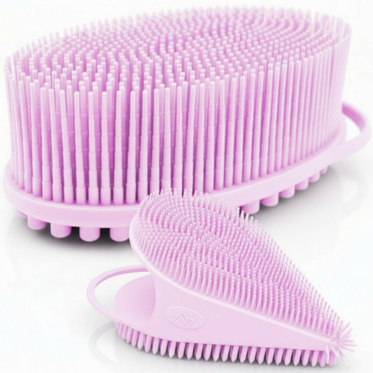 Avilana Premium Body Scrubber and Face Brush Set - Trusted Since 2017 - SGS Certified Silicone 2-in-1 Shower Kit, Dual Sided Gentle Exfoliating Loofah Beauty & Personal Care Avilana