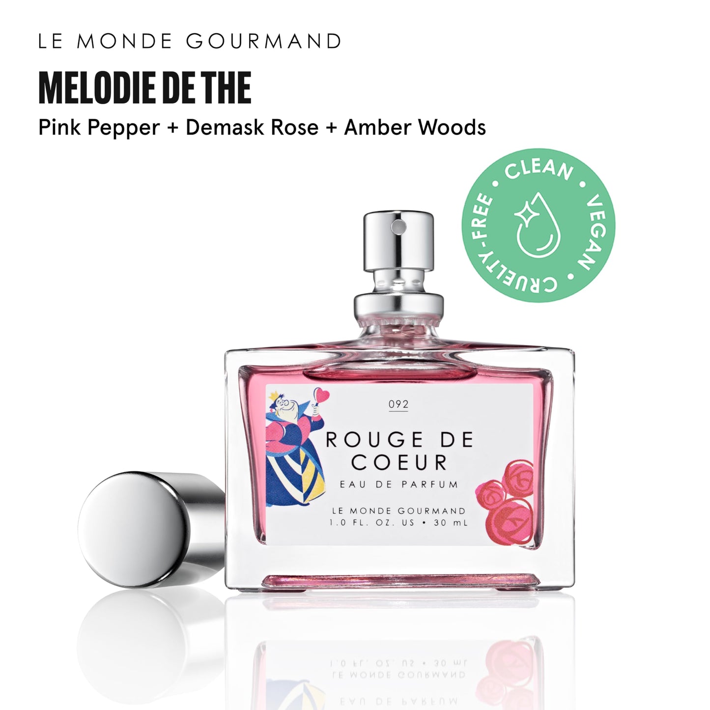 Le Monde Gourmand Disney Alice in Wonderland Rouge de Cœur Perfume Spray Eau de Parfum, Spiced Pink Pepper, Damask Rose & Amber Woods Spray Perfume Beauty & Personal Care Le Monde Gourmand