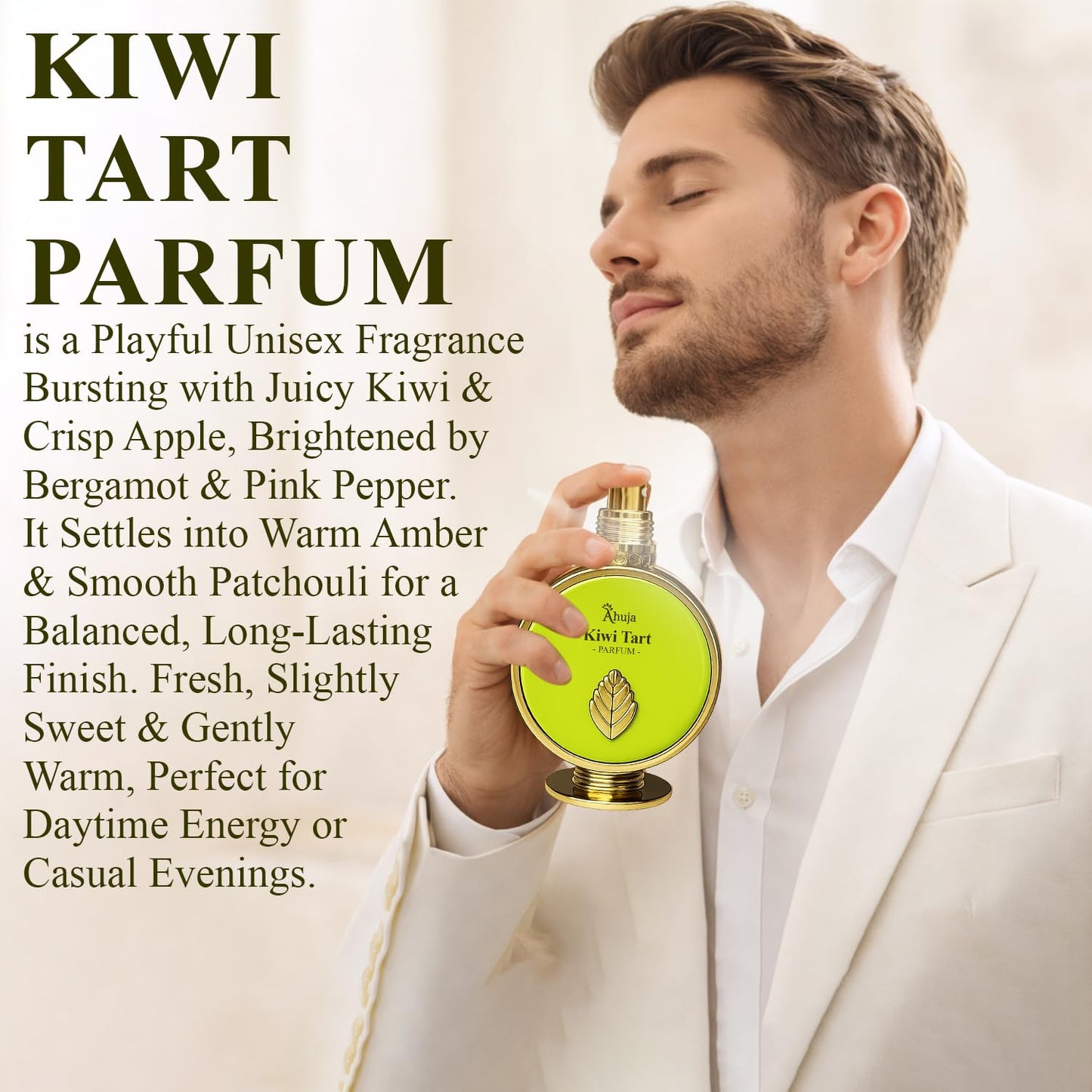 AHUJA Kiwi Tart - 3.4 oz Parfum | Unisex Fresh Spicy Fruity Scent | 30% Long Lasting Oil | Kiwi, Apple, Bergamot, Pink Pepper, Amber, Patchouli | Beauty & Personal Care AHUJA
