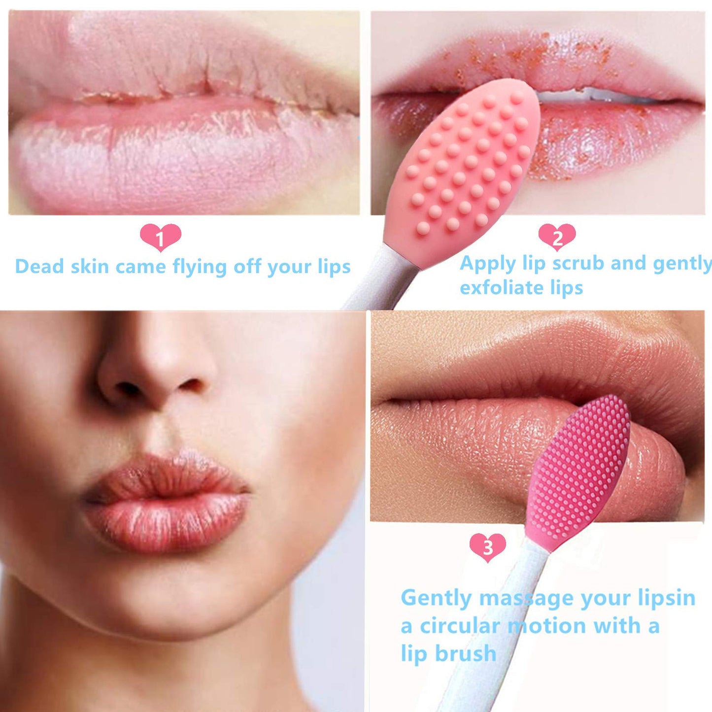 4 Pcs Lip Scrub Brush,Lip Scrubber Exfoliator, Double-Sided Silicone Lip Brush Tool for Men Women Lip Lightening,Lip Exfoliator Scrubber Tool for Dark Beauty & Personal Care New prominent