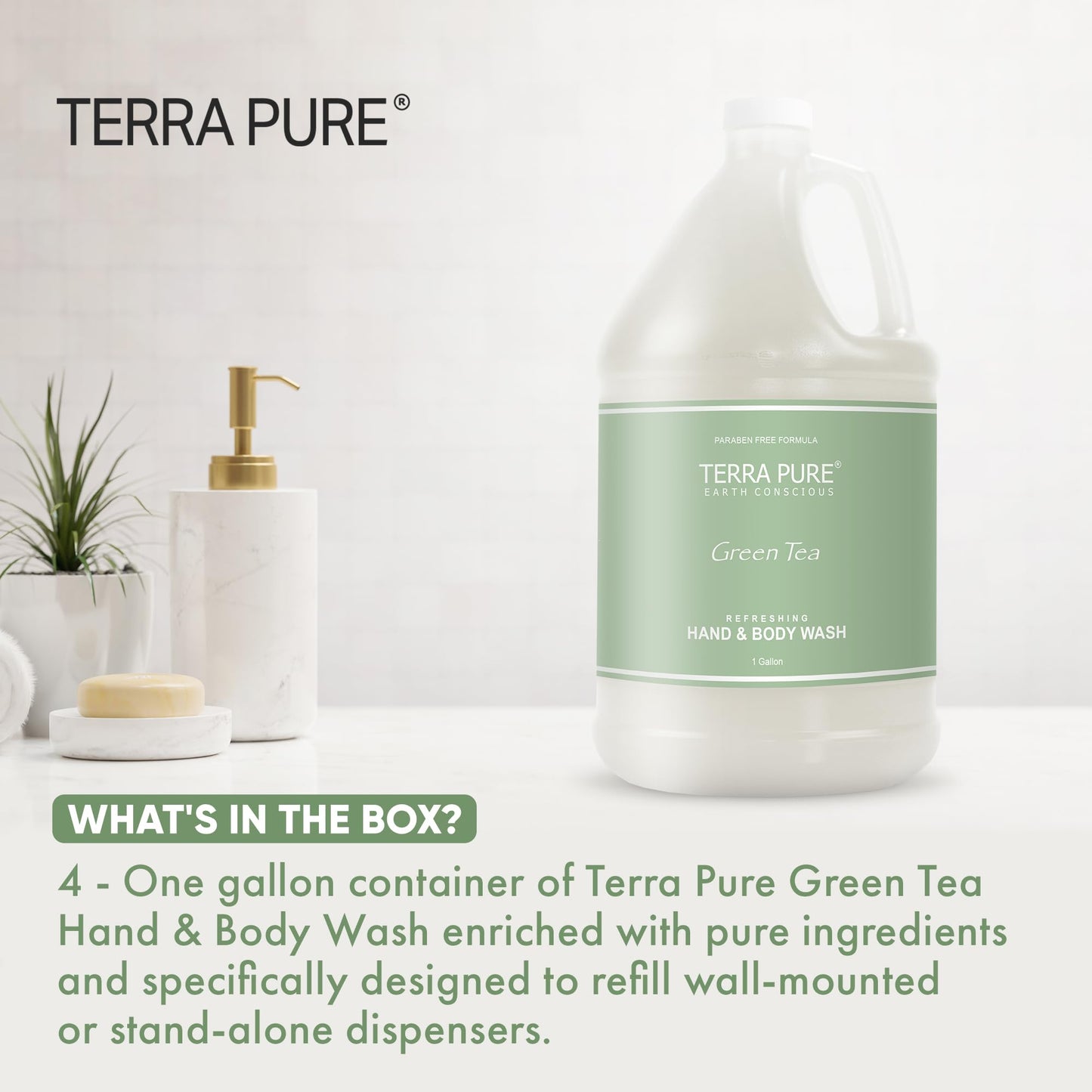 Terra Pure Hotel Hand & Body Wash Soap | Four Gallons | Designed to Refill Soap Dispensers (Set of 4) Beauty & Personal Care Terra Pure