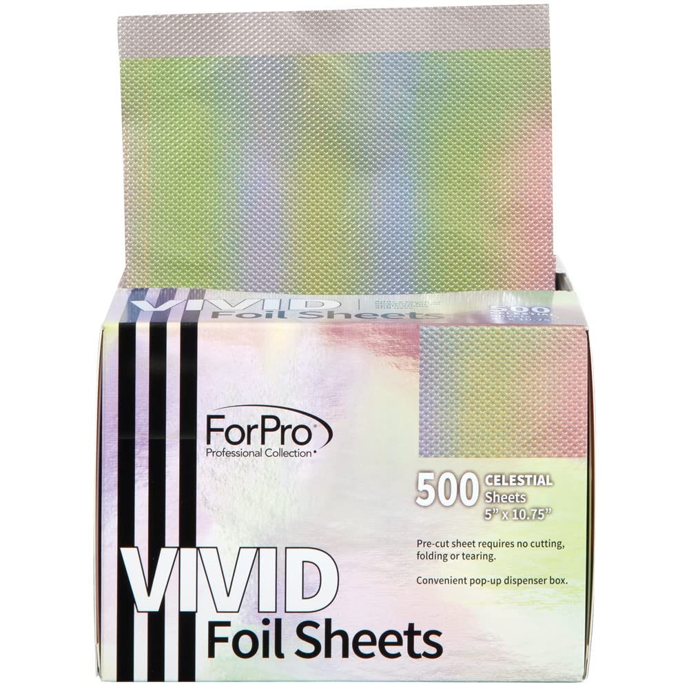 ForPro Professional Collection Vivid Celestial Embossed Foil Sheets, Aluminum, Pop-Up Foil Dispenser, Hair Foils for Color Application & Highlighting Beauty & Personal Care ForPro Professional Collection