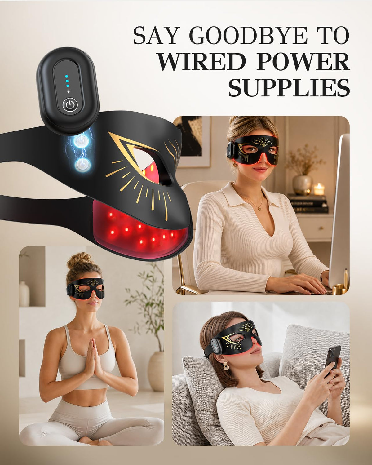 XSSNVV Red Light Therapy for Eyes, 630 nm & 850 nm Near Infrared Eye Mask
