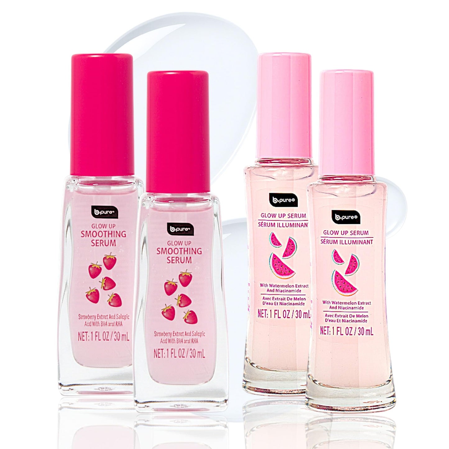 b.pure Glow Up Face Serum Variety Pack | Watermelon & Strawberry Formulas | Niacinamide, Salicylic Acid & AHA/BHA | 1 oz, 4-Pack Beauty & Personal Care b.pure