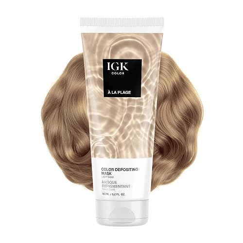 IGK A La Plage | Light Sand Blonde Hair Gloss + Color Depositing Mask | Boost Shine, Enhance Blonde Tones, Refresh Color | Semi Permanent Conditioning Beauty & Personal Care IGK