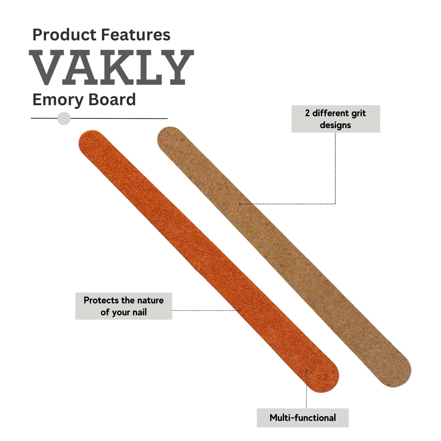 Vakly Professional Nail Files [144 Pack] Emery Boards - Dual Sided 180 Grit Nail Buffering File - Compact Reusable Double Sided Tool for Manicure Beauty & Personal Care Vakly