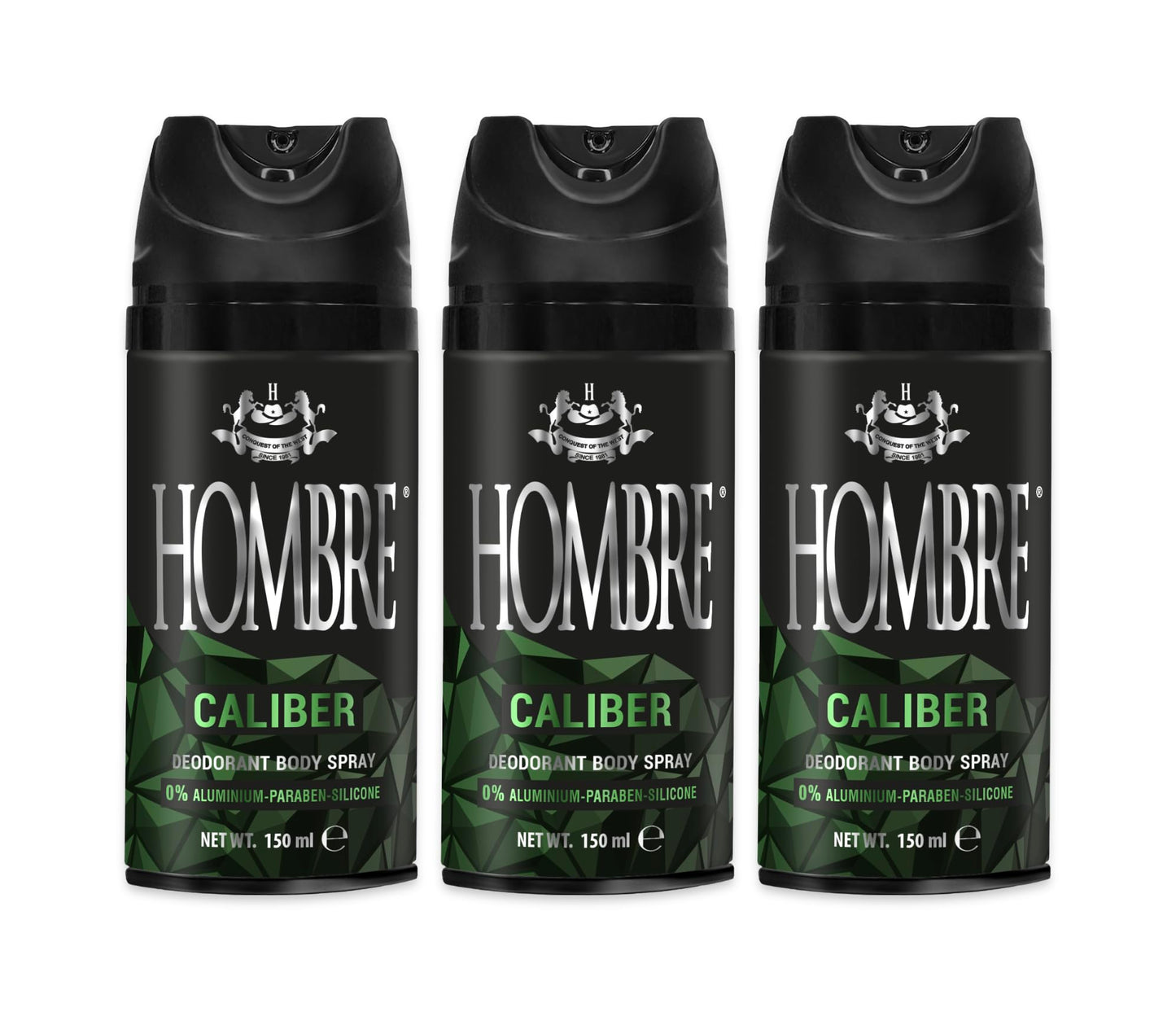 HOMBRE Caliber Spray Deodorant for Men - Aromatic Green Marine Scent - High-Performance Aluminum-Free Deodorant Spray 150 ml (Pack of 3) Beauty and Personal Care HOMBRE