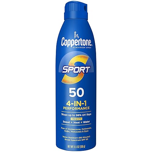 Coppertone Sport Sunscreen Spray, Broad Spectrum SPF 50 Water Resistant Spray Sunscreen, 5.5 Oz Beauty & Personal Care Coppertone