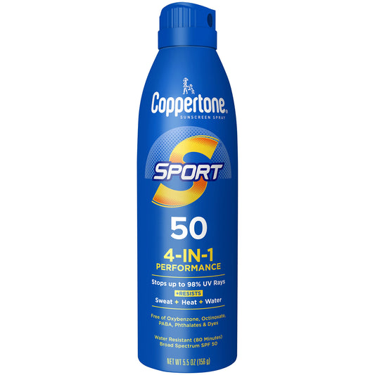 Coppertone Sport Sunscreen Spray, Broad Spectrum SPF 50 Water Resistant Spray Sunscreen, 5.5 Oz Beauty & Personal Care Coppertone