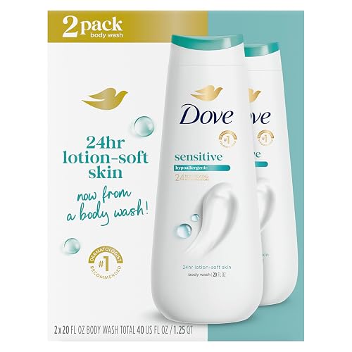 Dove Body Wash 2 Count Sensitive Skin Hypoallergenic and Sulfate Free Body Wash Effectively Washes Away Bacteria While Nourishing Your Skin 20 oz Beauty & Personal Care Dove