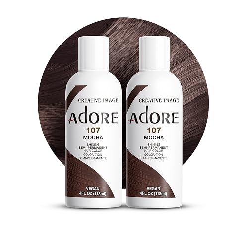 Adore Semi Permanent Hair Color (107 Mocha) (2 Pack) | Vegan & Cruelty-Free Brown Hair Dye | No Ammonia, No Peroxide, No Alcohol | 4 Fl Oz Beauty & Personal Care Adore