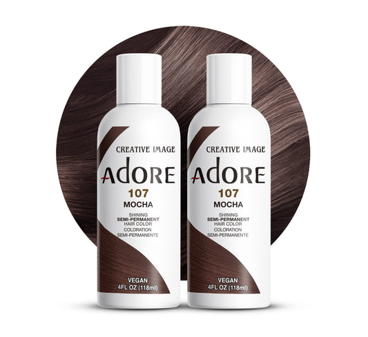 Adore Semi Permanent Hair Color (107 Mocha) (2 Pack) | Vegan & Cruelty-Free Brown Hair Dye | No Ammonia, No Peroxide, No Alcohol | 4 Fl Oz Beauty & Personal Care Adore