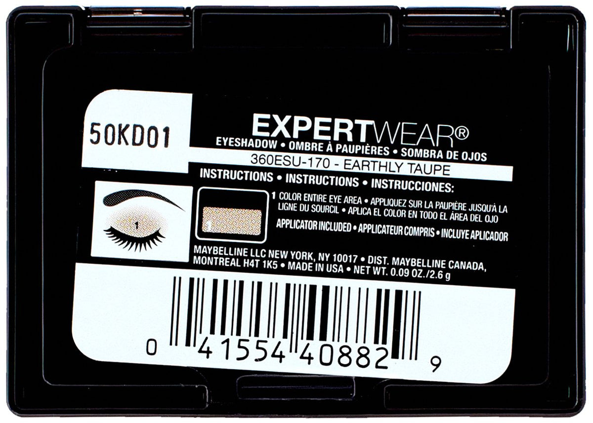 Maybelline New York Expert Wear Eyeshadow, Earthly Taupe, Singles, 0.09 Ounce