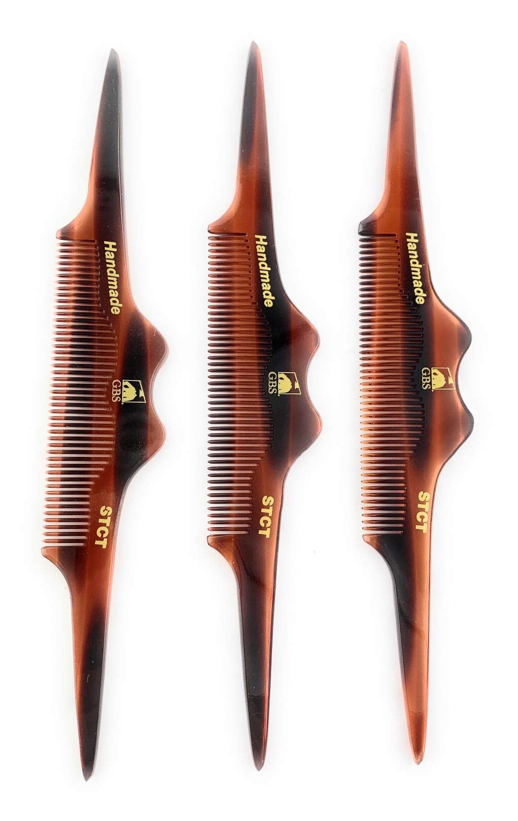G.B.S Stylish STCT Handmade Hair Comb- Cellulose Acetate Unbreakable Combs, Mustache Comb for Men’s, Teasing Hair Comb, Unique Design, Tortoise Shell