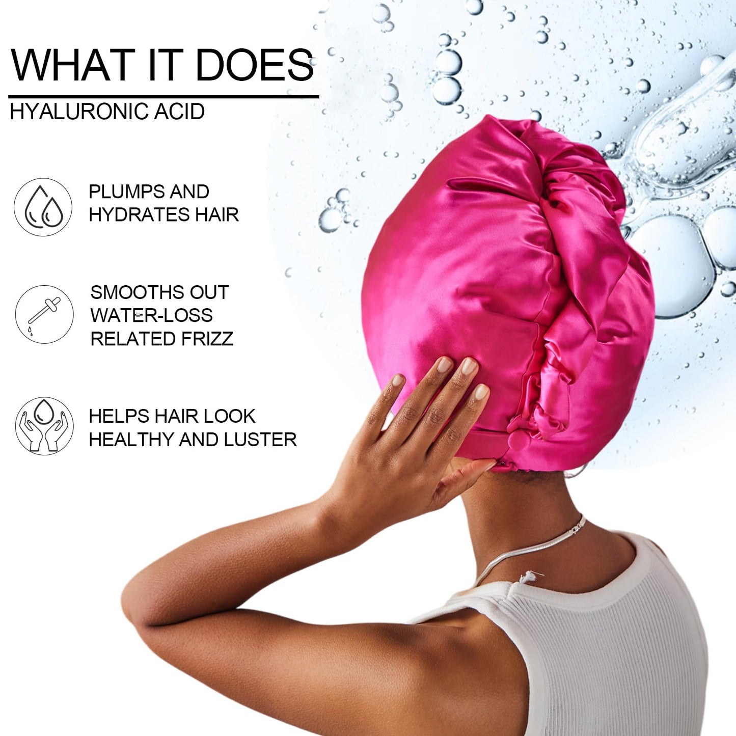 PROMEED Hydrating Silk Bonnets with Hyaluronic Acid, 100% 23 Momme Mulberry Silk Turban for Long Hair Care, Moisture Silk Sleep Cap for Healthy Beauty and Personal Care PROMEED