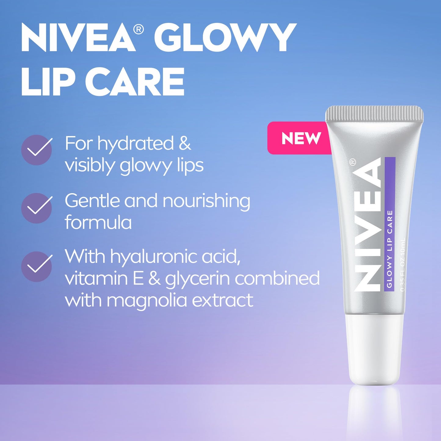 NIVEA Glowy Lips, Vegan Lip Balm with Hyaluronic Acid, Vitamin E, and Magnolia Extract, Moisturizing Lip Balm Instantly Boosts Natural Lip Glow, 0.35 Beauty and Personal Care NIVEA