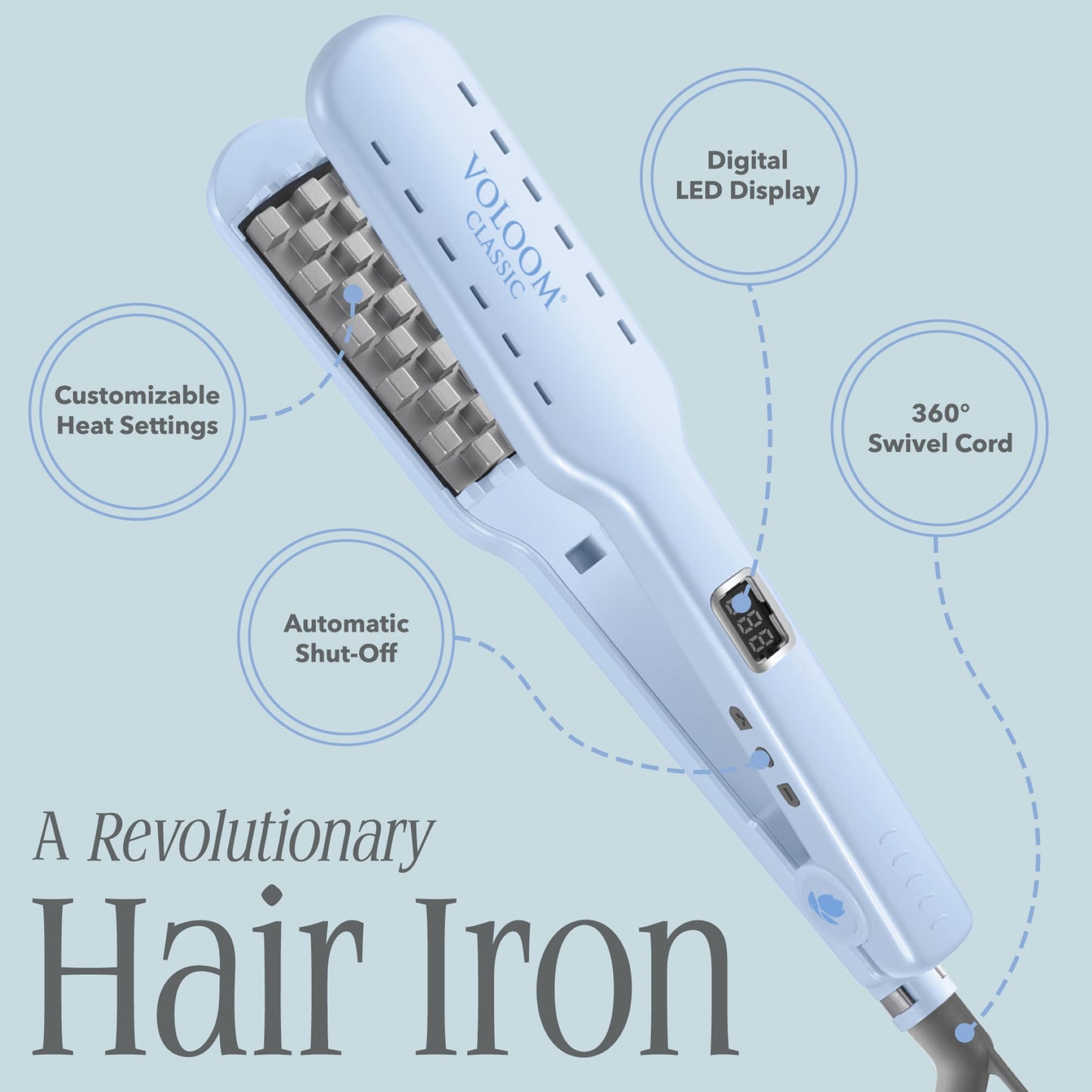 VOLOOM Classic 1-1/2” Inch Professional Volumizing Ceramic Flat Iron - Hair Volumizer & Styling Tool with Adjustable Temp & Auto Shut-Off for Lasting Beauty & Personal Care VOLOOM