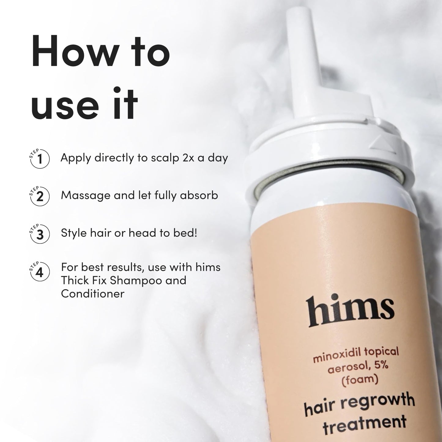 hims hair regrowth treatment minoxidil 5% topical solution foam - 2.11 oz Beauty and Personal Care HIMS & HERS