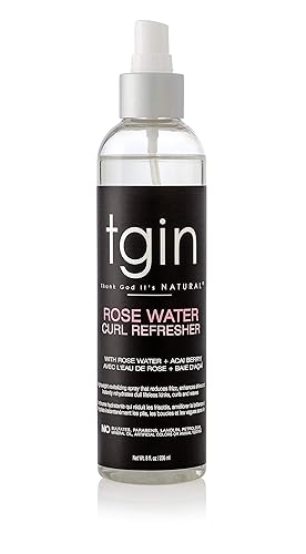 tgin Rose Water Curl Refresher - Curl Spray for Curly, Coily, and Wavy Hair - tgin Hair Products Enhances Shine, Reduces Frizz, and Moisturizes Dry Beauty & Personal Care Thank God It's Natural