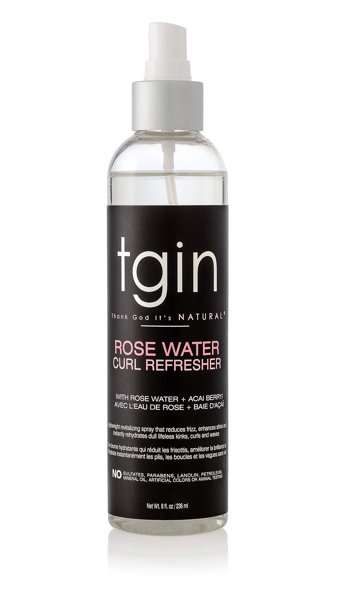 tgin Rose Water Curl Refresher - Curl Spray for Curly, Coily, and Wavy Hair - tgin Hair Products Enhances Shine, Reduces Frizz, and Moisturizes Dry Beauty & Personal Care Thank God It's Natural