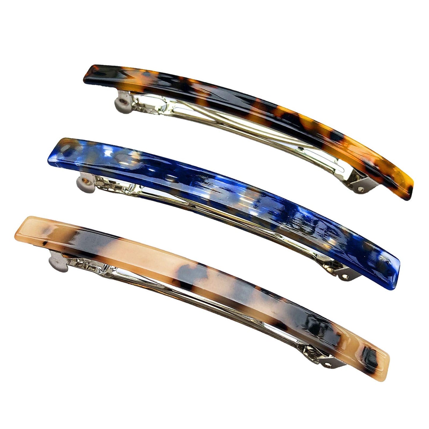 HYFEEL Long French Barrettes for Women Simple Classic Acrylic Resin Hair Clips Tortoise Shell Skinny Large 4 inch No-slip Grip Automatic Clasp Clamp Beauty & Personal Care HYFEEL