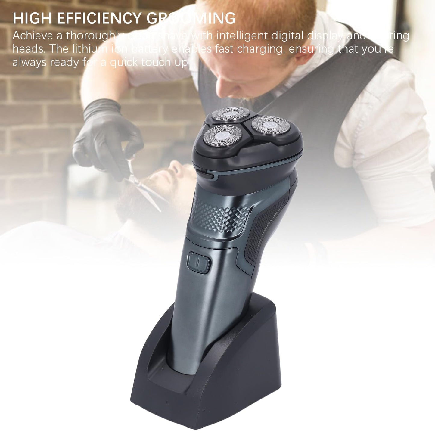 Electric Trimmer for Men, Electric Shaver, USB Rechargeable 3D Floating Head Cordless Beard Trimmer with Quiet Motor, for Wet and Dry Use Beauty and Personal Care Pongnas