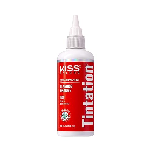 Red by Kiss Tintation Semi-Permanent Hair Color, Aloe Vera Water Based, Argan Oil, Olive Oil, Collagen & Keratin, Long-Lasting Color Dye (Flaming Beauty & Personal Care Red By Kiss