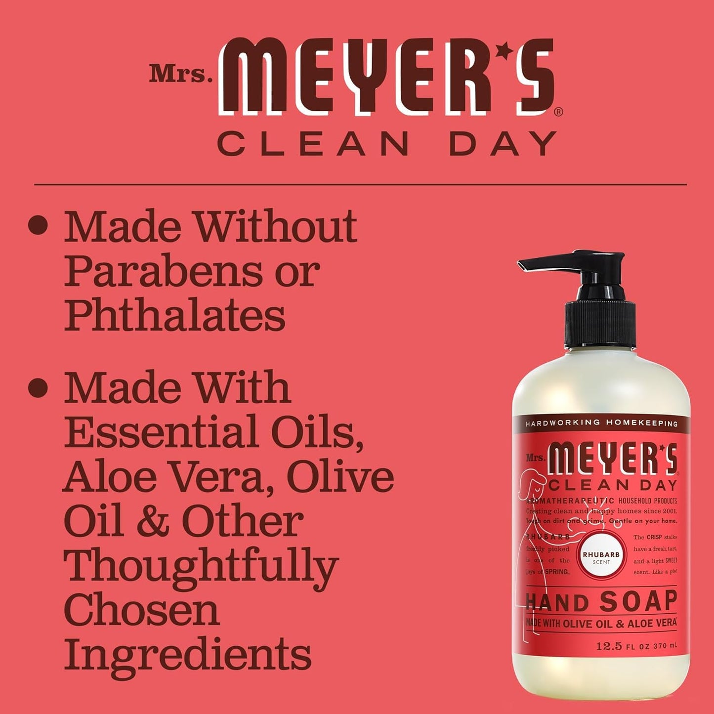 Mrs. Meyer's Liquid Hand Soap, Rhubarb Scent, 12.5 Fl Oz bottle (Pack of 1) Beauty & Personal Care Mrs. MEYER'S