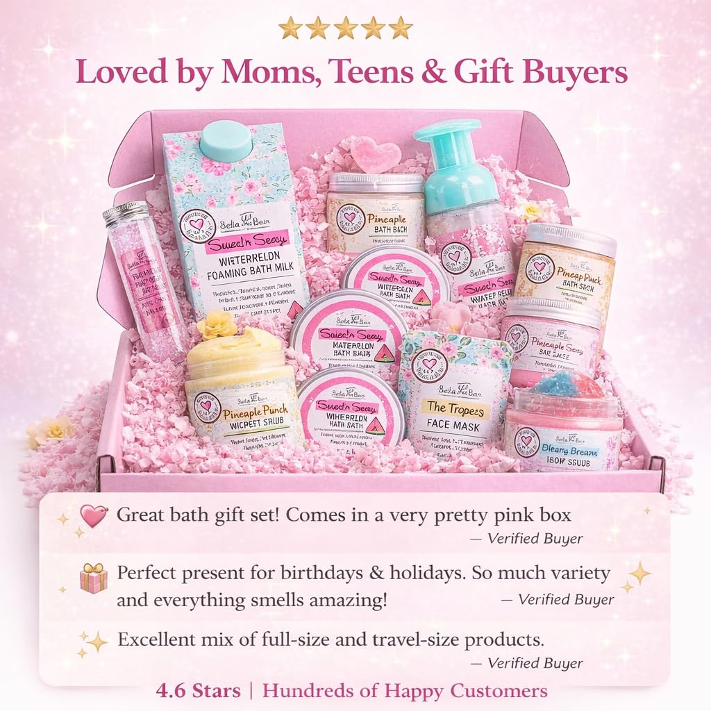 Bella & Bear Spa Gift Set for Girls & Teens - Over $90 Value Beauty Mystery Box - 10-12 Full & Travel Size Bath, Body & Skincare - Birthday & Holiday Beauty and Personal Care Bella and Bear