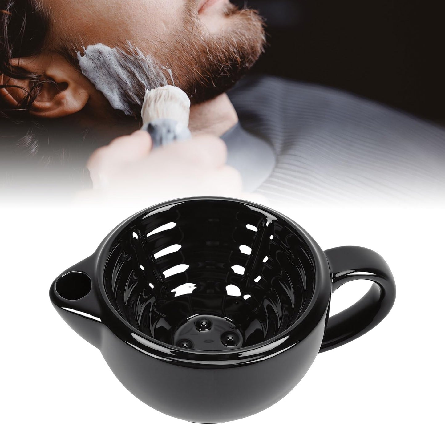 ZJchao Ceramic Shaving Bowl, Dual Chamber Heat Retention Shaving Mug with Wide Mouth for Wet, Oversized Handle for Secure Grip (Double Layer) Beauty and Personal Care ZJchao