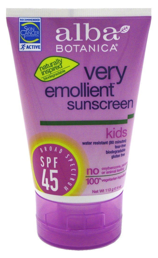 Alba Botanica Very Emollient, Kids Sunscreen SPF 45 4 oz (Pack of 3) Beauty & Personal Care Alba Botanica