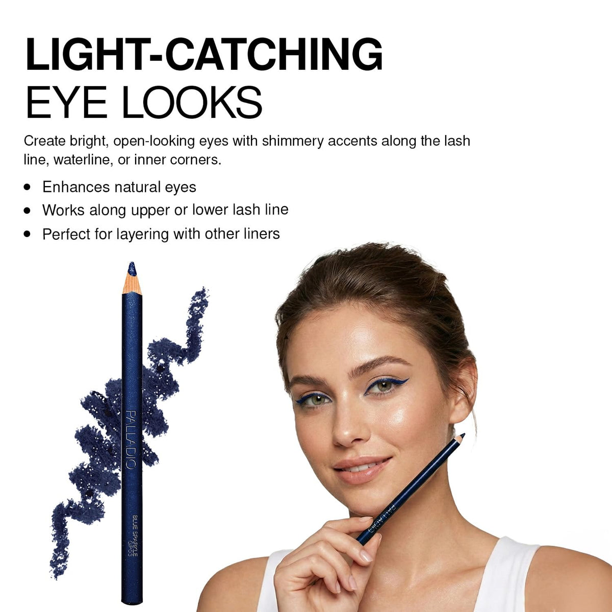 Palladio Glitter Eyeliner Pencil Longlasting Creamy Cosmetic Pencil Shimmer Eye Liner Buttery Smooth Tip Professional Makeup Glittery Pencil Beauty & Personal Care Palladio
