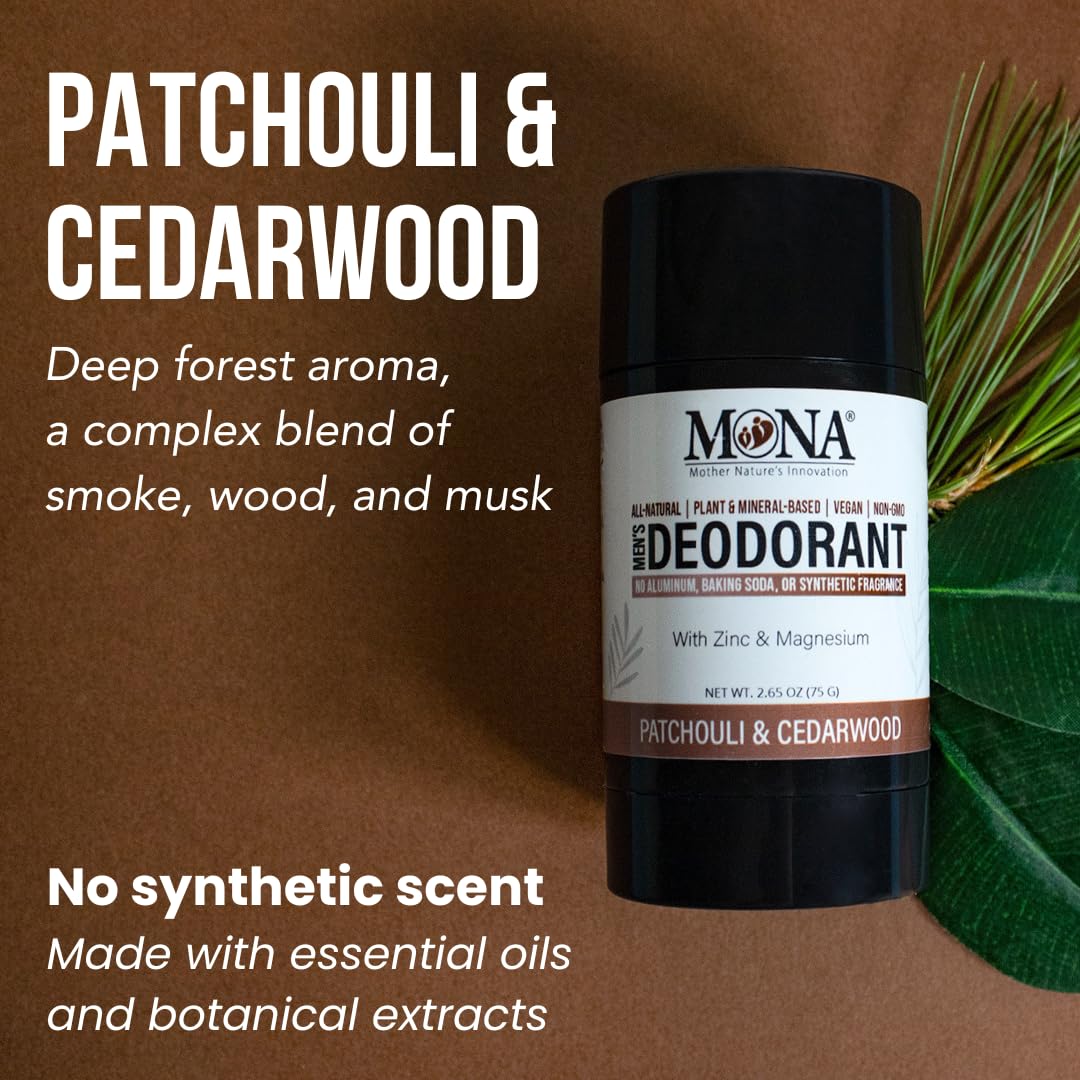 All Natural Deodorant for Men Aluminum Free - Hypoallergenic Men's Deodrant, Magnesium Deodorant for Sensitive Skin - Absorbs Sweat - Won’t stain Beauty and Personal Care MONA