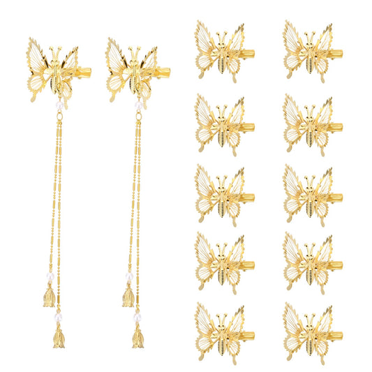 ONCHSH 3D Moving Butterfly Hair Clips,Metal Butterfly Hairpins Bride Wedding Head Pieces Hair Accessories for Women Girls (Gold) Beauty & Personal Care ONCHSH