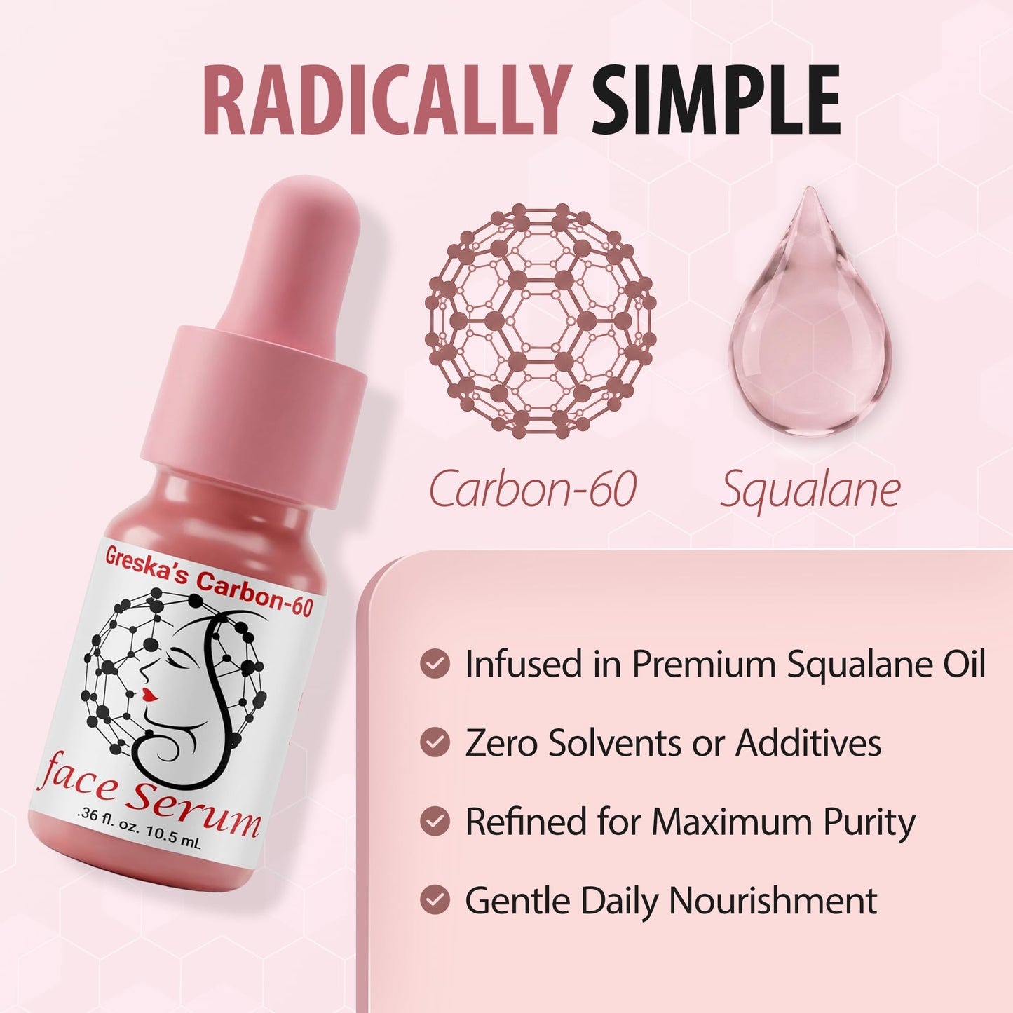 Greska's Carbon 60 Antioxidant Fullerene Face & Skin Daily Moisturizer Serum in Organic Squalane Oil | Solvent-Free C60 Formula for Support, Recovery Beauty & Personal Care Greska's Carbon-60