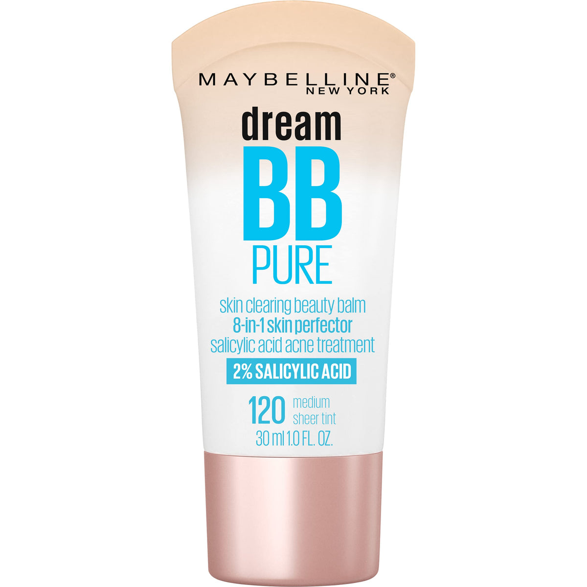 Maybelline Dream Pure Skin Clearing BB Cream, 8-in-1 Skin Perfecting Beauty Balm With 2% Salicylic Acid, Sheer Tint Coverage, Oil-Free, Medium, 1