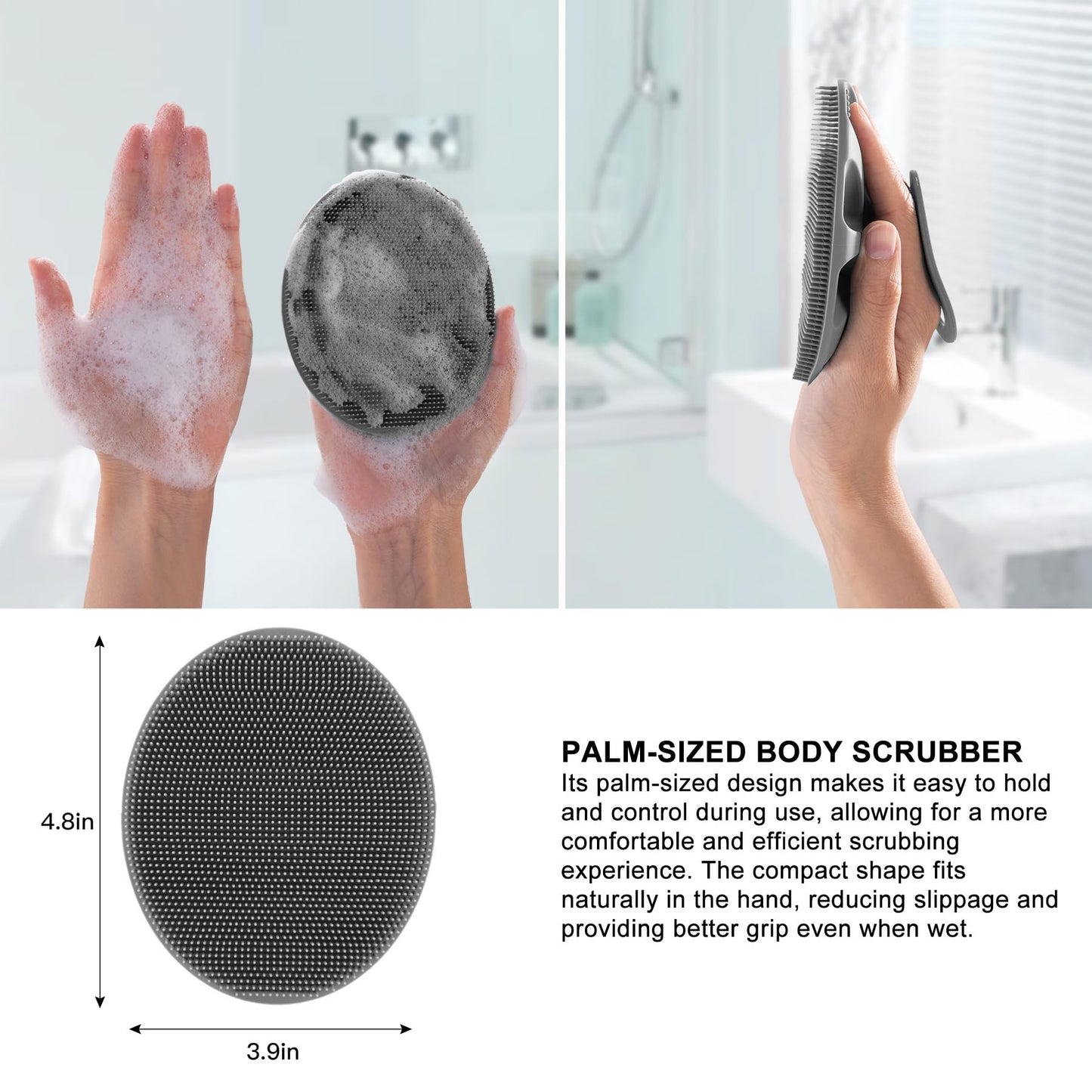 INNERNEED Soft Silicone Body Cleansing Brush Shower Scrubber, Gentle Exfoliating and Massage for All Kinds of Skin (Gray) Beauty & Personal Care INNERNEED