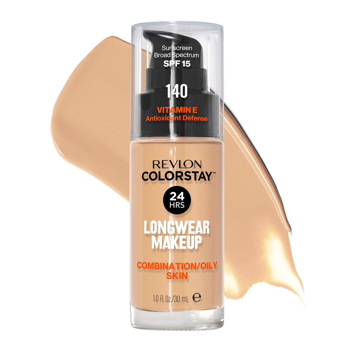 Revlon Liquid Foundation, ColorStay Face Makeup for Combination & Oily Skin, SPF 15, Medium-Full Coverage with Matte Finish, 140 Oatmeal, 1 Fl Oz Beauty & Personal Care REVLON