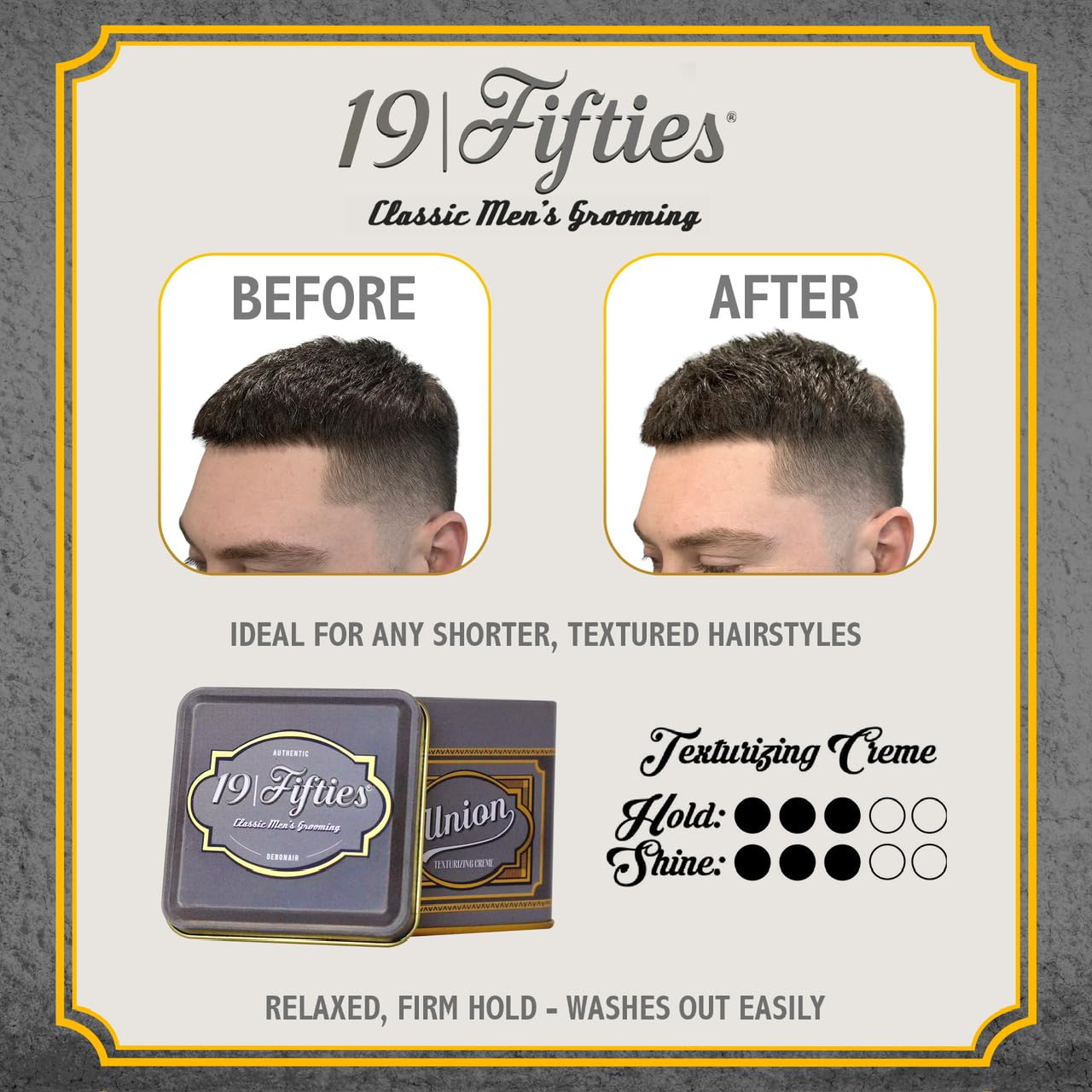 Styling Creme For Men - 4oz Beautifully Crafted Tin | All Day Textured Hold, Easily Washes Out With Water, Neutral Shine & Amazing Scent - Extremely Beauty & Personal Care 19Fifties