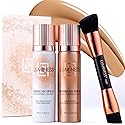 LUMINESS Silk Airbrush Spray Foundation Makeup Starter Kit - Full Coverage Foundation, Primer & Dual-Sided Angled Buffing Brush - Medium Warm Beauty & Personal Care LUMINESS