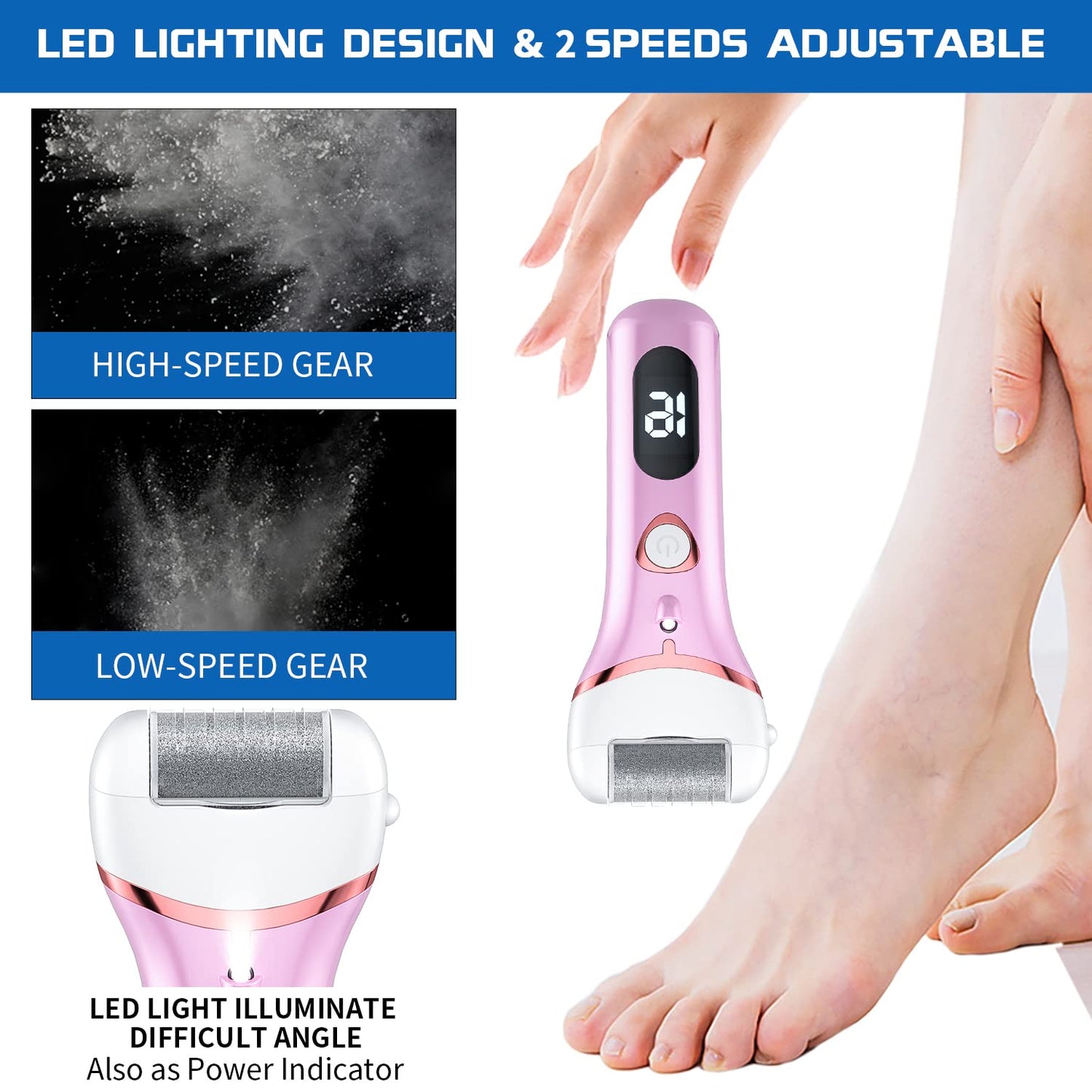 Electric Foot Callus Remover, Rechargeable Portable Electronic Foot File Pedicure Kits, Waterproof Foot Scrubber File, Professional Pedicure Tools Beauty & Personal Care Geopu