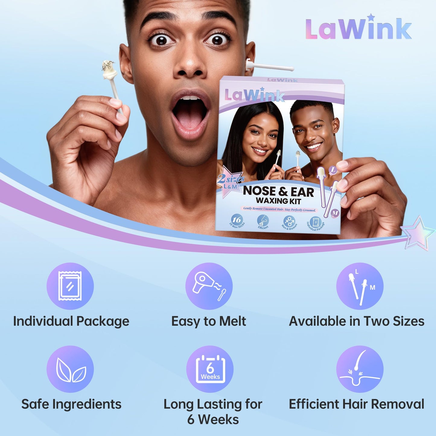 LAWINK Pre-Coated Nose Wax Sticks for Men & Women, 16 Pcs Beauty and Personal Care LAWINK