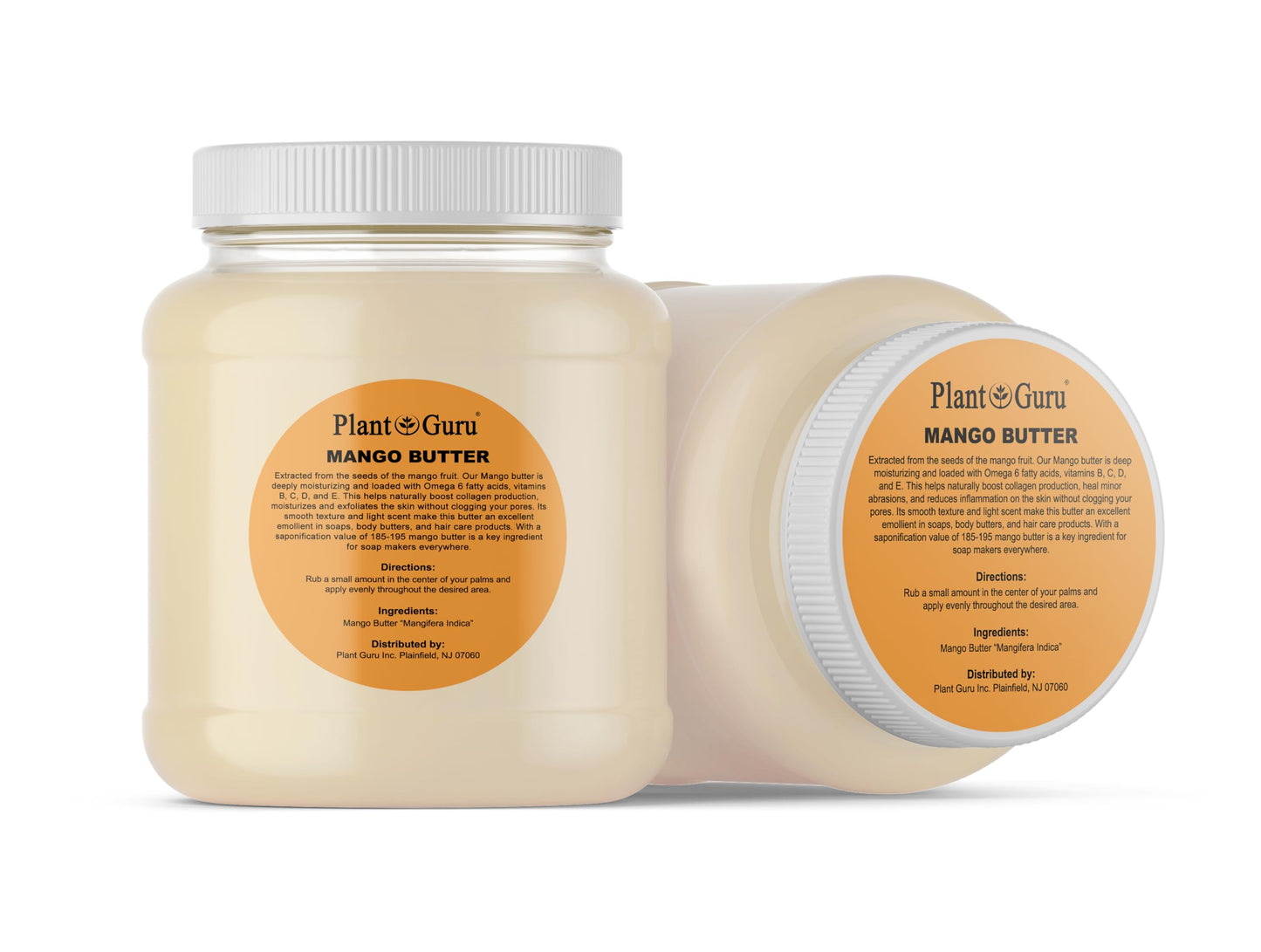 Plant Guru Raw Mango Butter 3 lbs. Bulk Jar - 100% Pure Natural Unrefined - Great for Skin, and Hair Growth. DIY Soap Making, Body Butters, Lotions Beauty & Personal Care Plant Guru
