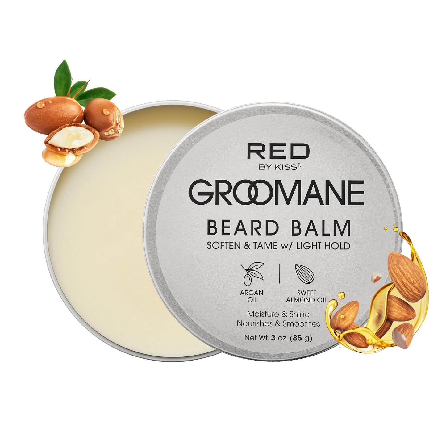 Red by Kiss Groomane Beard Balm Sandalwood, 3oz, Conditioning & Styling with Argan Oil & Sweet Almond Oil, Light Hold, Softens & Tames Facial Hair Beauty and Personal Care Red by Kiss