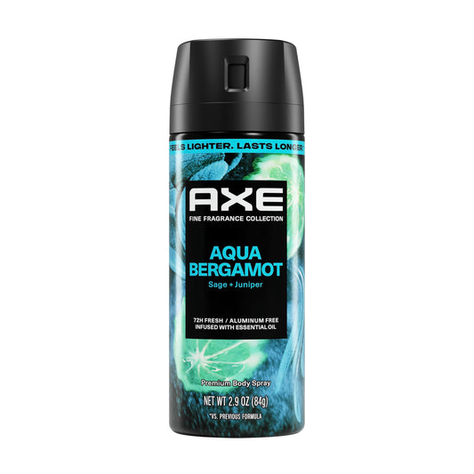 AXE Fine Fragrance Collection Body Spray Aqua Bergamot 72 Hour Freshness Aluminum Free 2.9 oz Beauty and Personal Care AXE