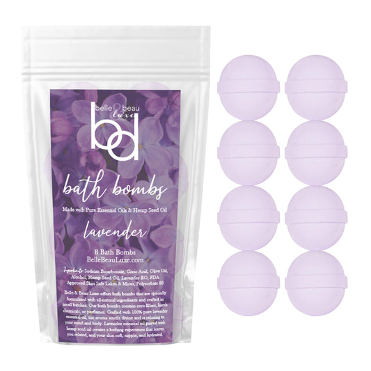 Belle & Beau Luxe Hemp Bath Bombs - Made with Organic Hemp Seed Oil and Pure Essential Oils - 8 Count Beauty and Personal Care BB BELLE & BEAU LUXE