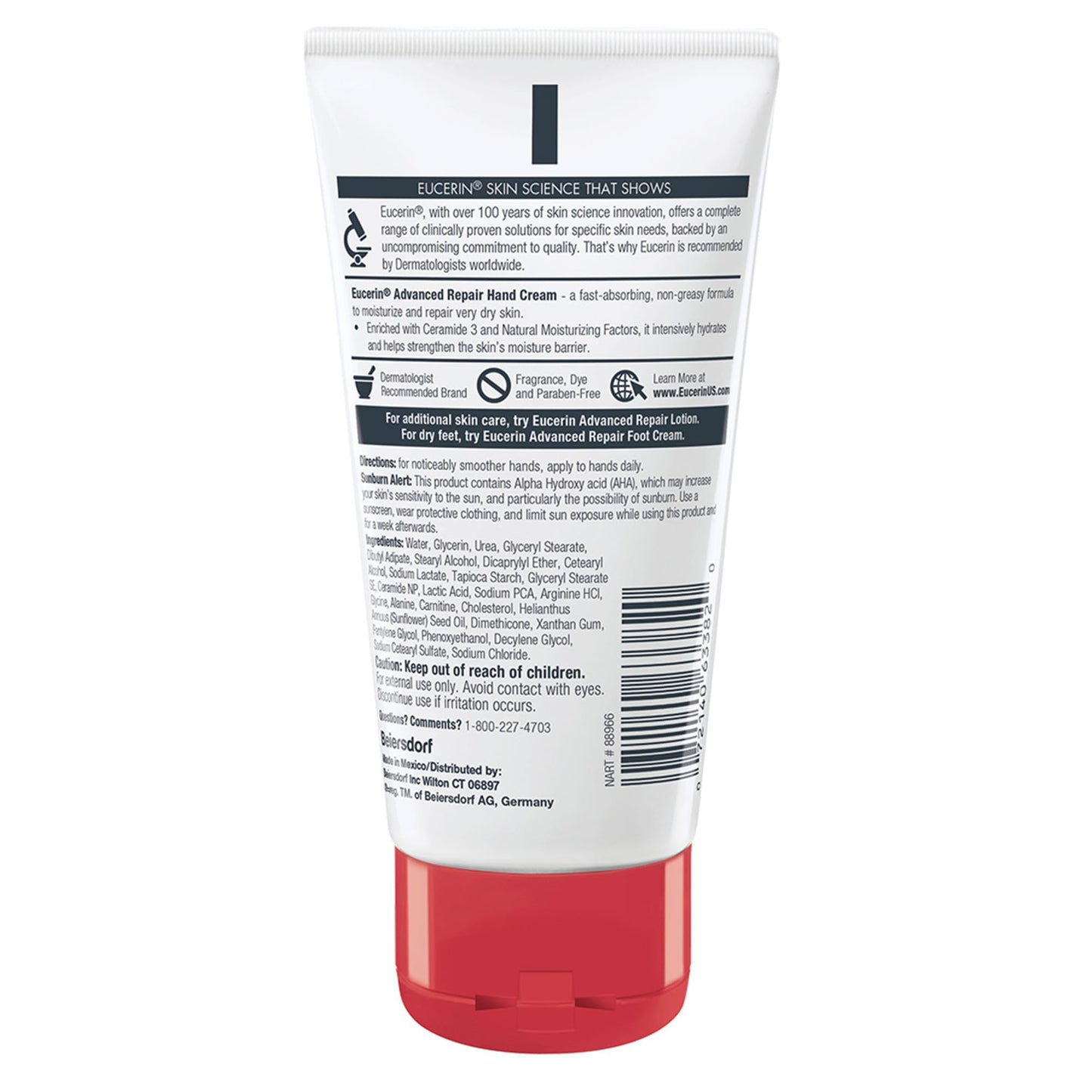 Eucerin Advanced Repair Hand Cream, Soothes and Repairs Very Dry Skin, Fragrance Free, Non Greasy, Fast Absorbing, Travel Size Hand Lotion, Holiday Beauty & Personal Care Eucerin